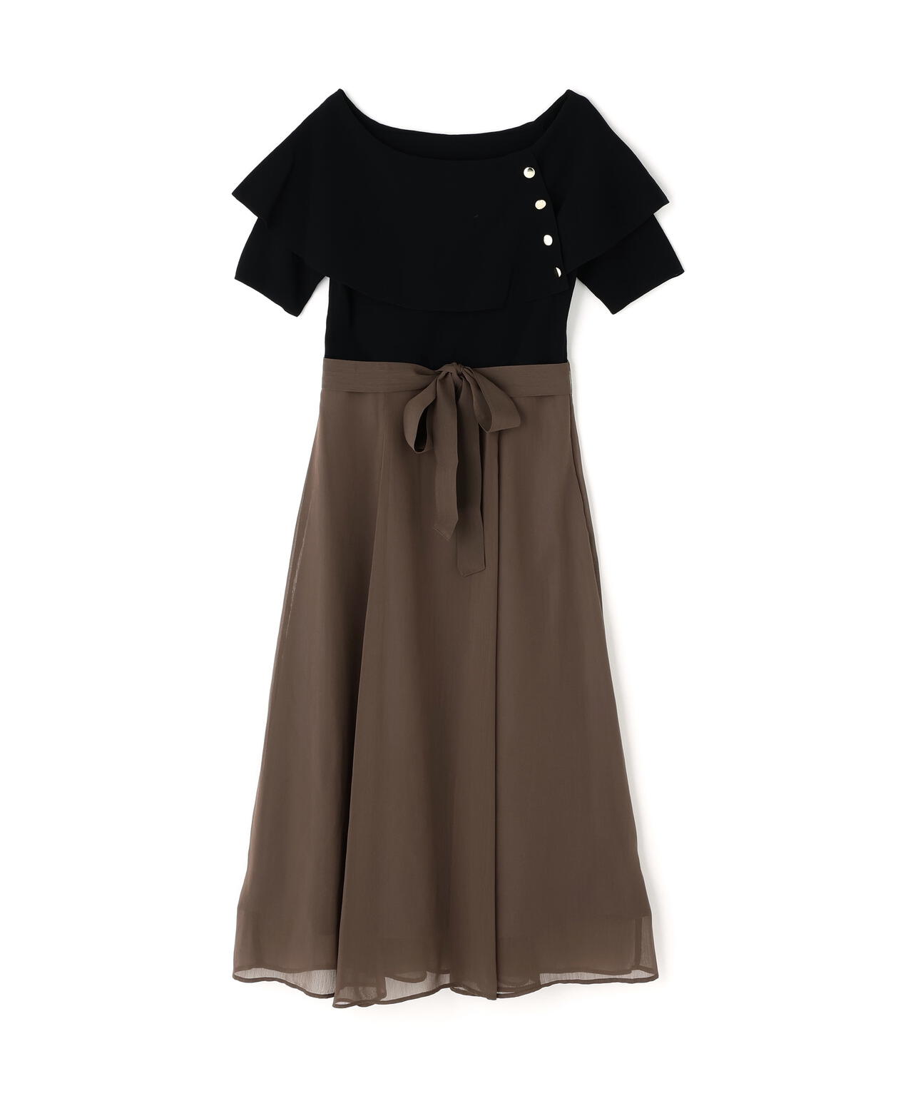 ケープ風ニットドッキングワンピース