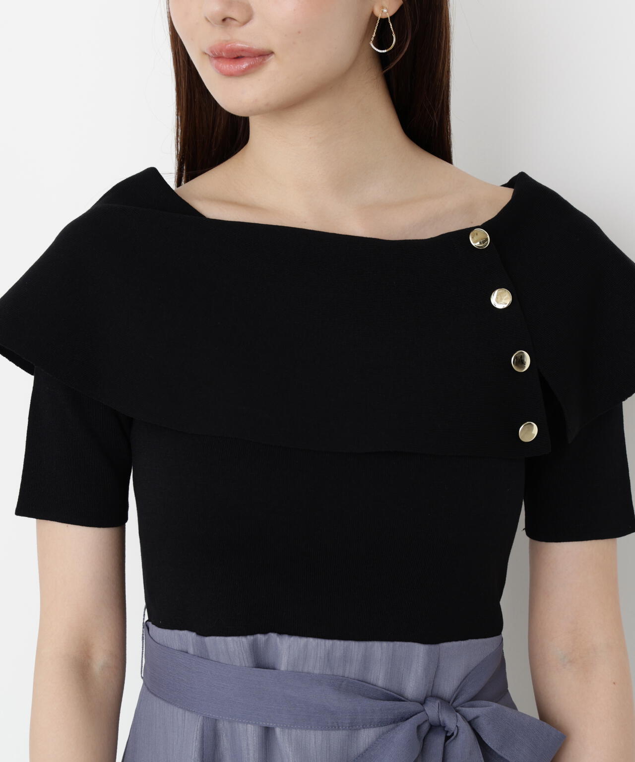 ケープ風ニットドッキングワンピース