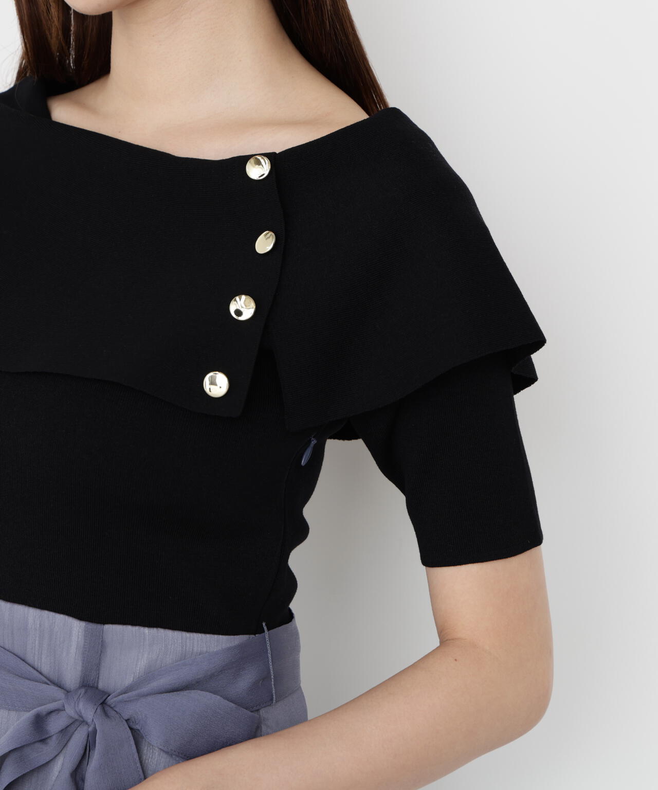 ケープ風ニットドッキングワンピース