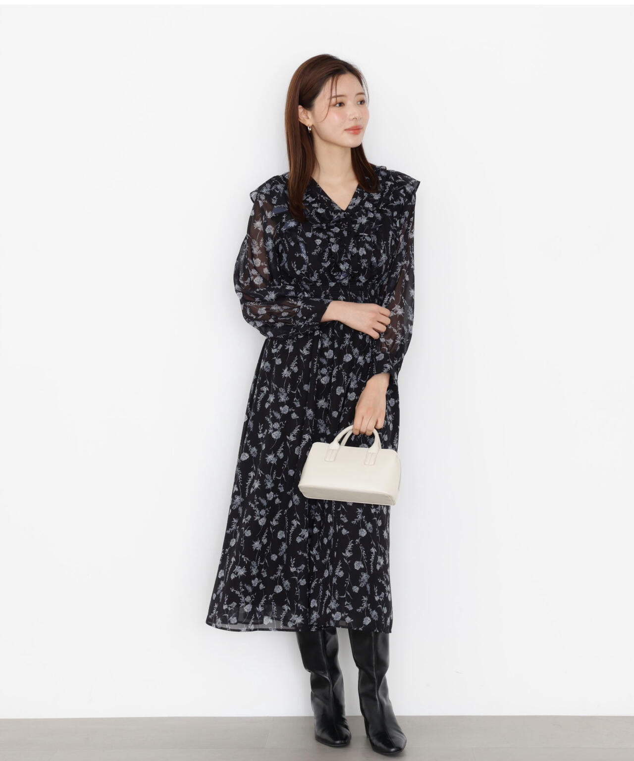 ラッフルフリルフラワーワンピース