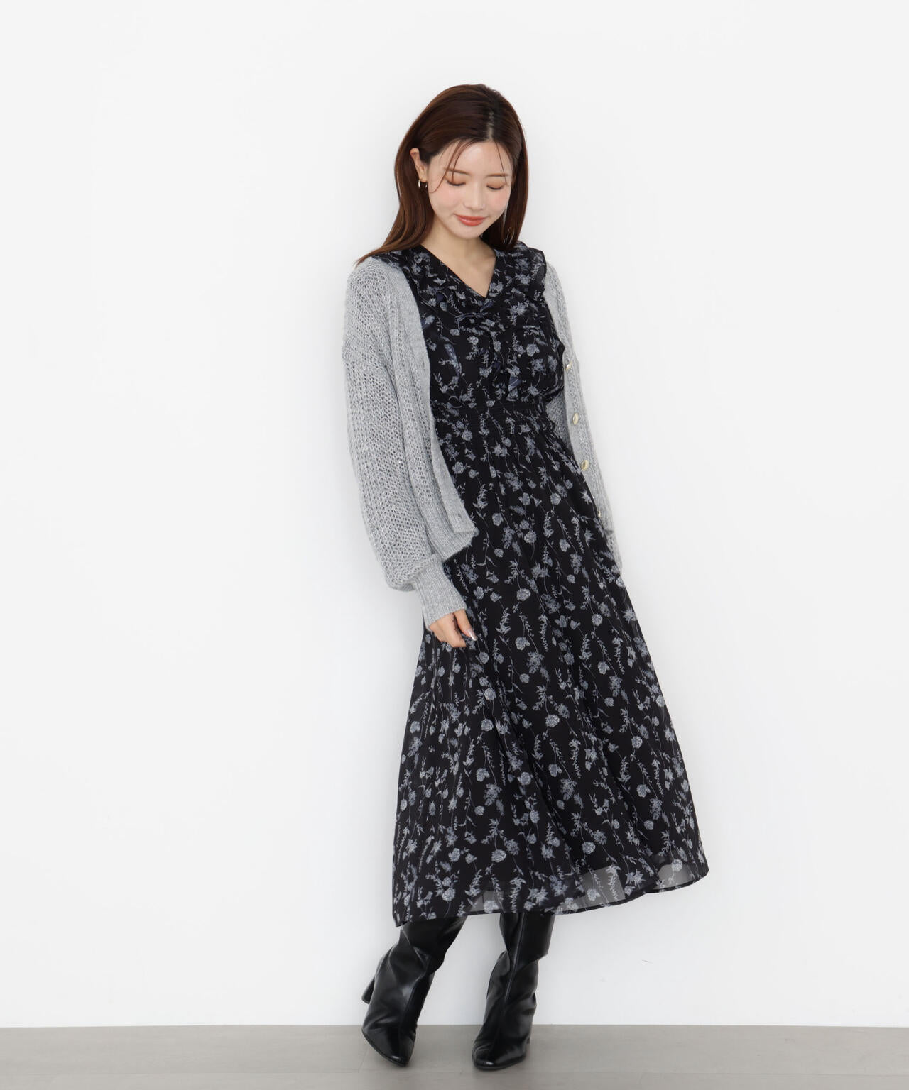 ラッフルフリルフラワーワンピース