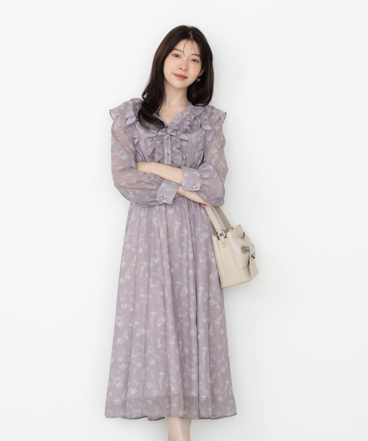 ラッフルフリルフラワーワンピース