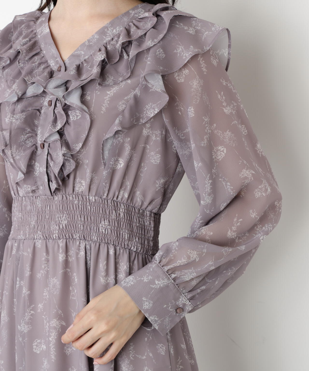 ラッフルフリルフラワーワンピース
