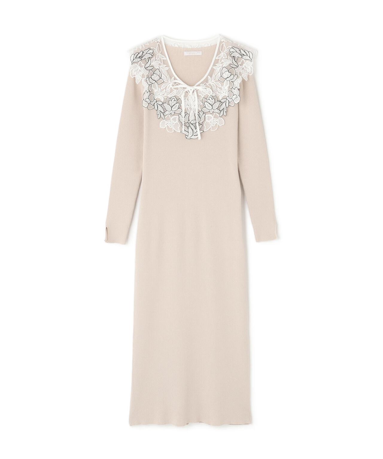 【松川星さん着用】ケープ風レース付きニットワンピース