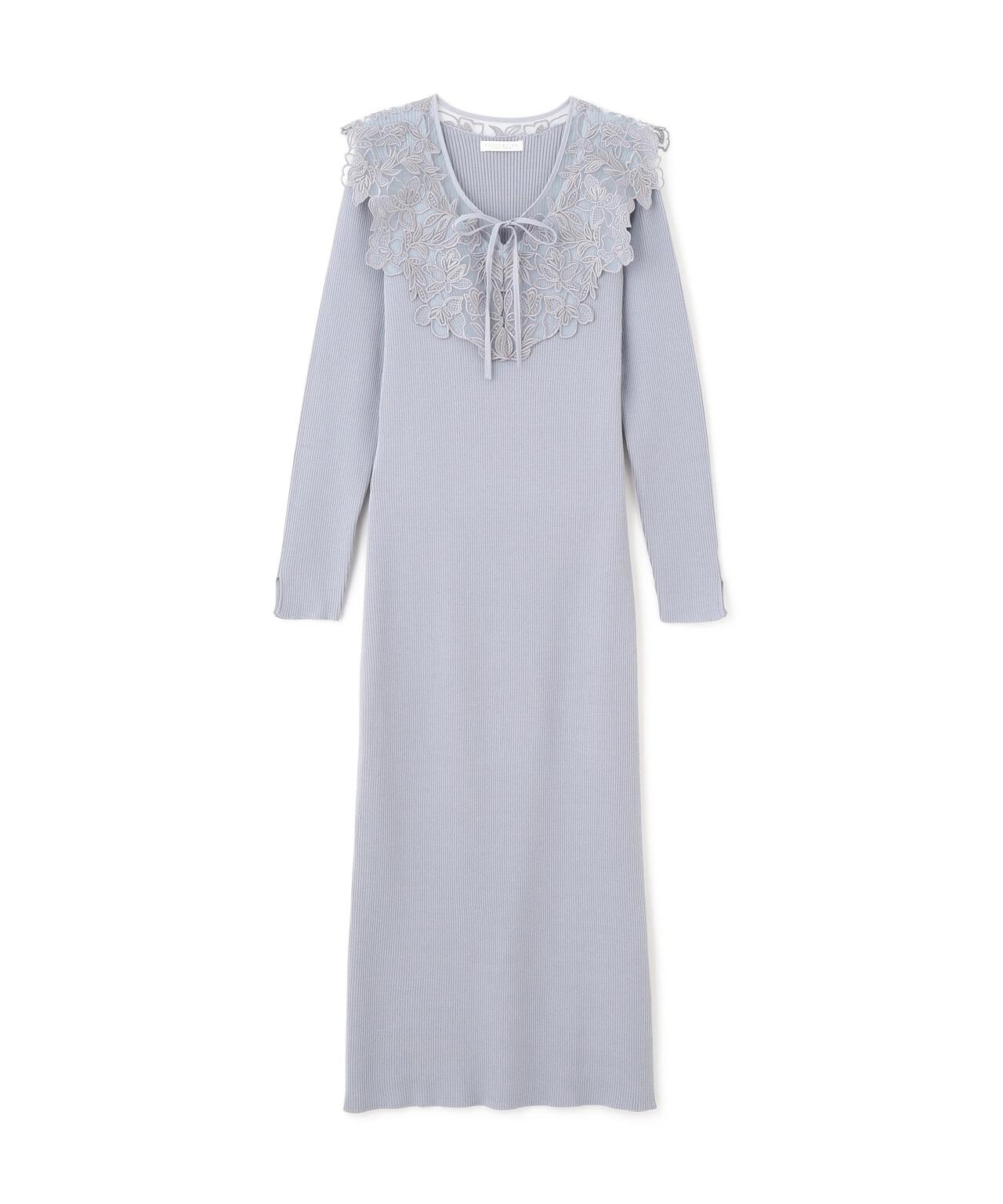 【松川星さん着用】ケープ風レース付きニットワンピース