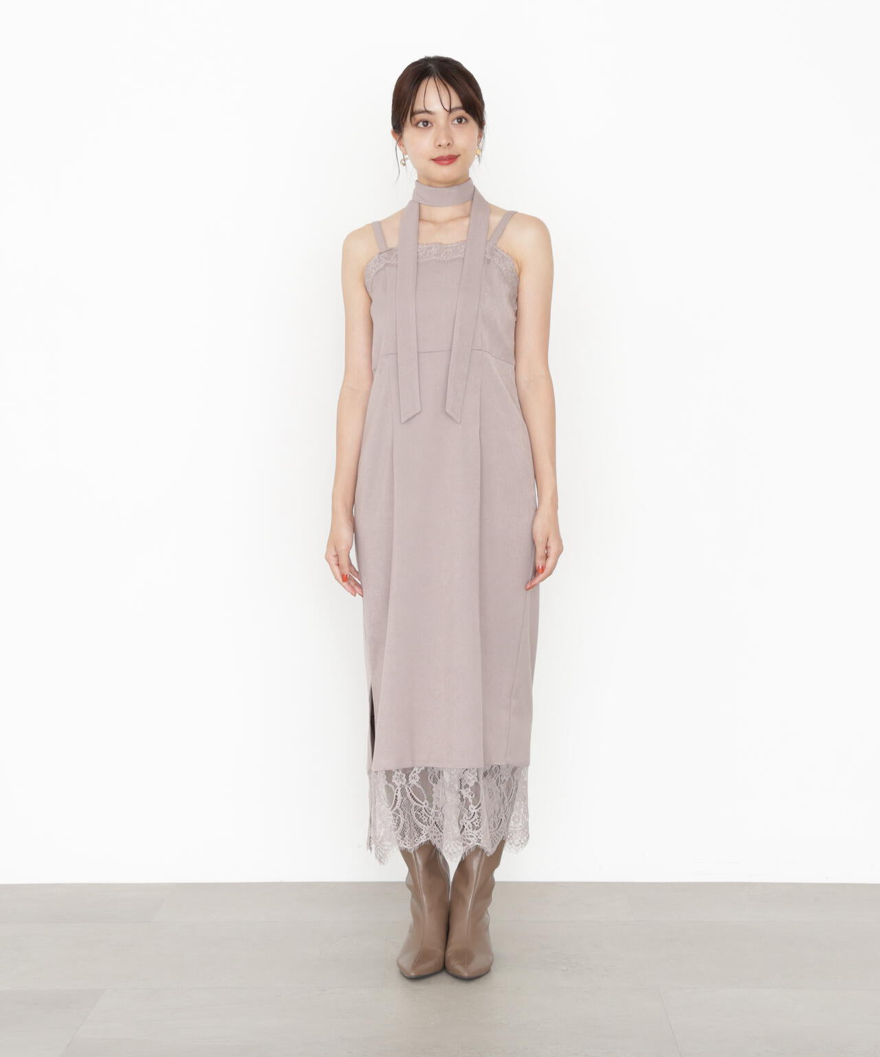 レース付きキャミワンピース