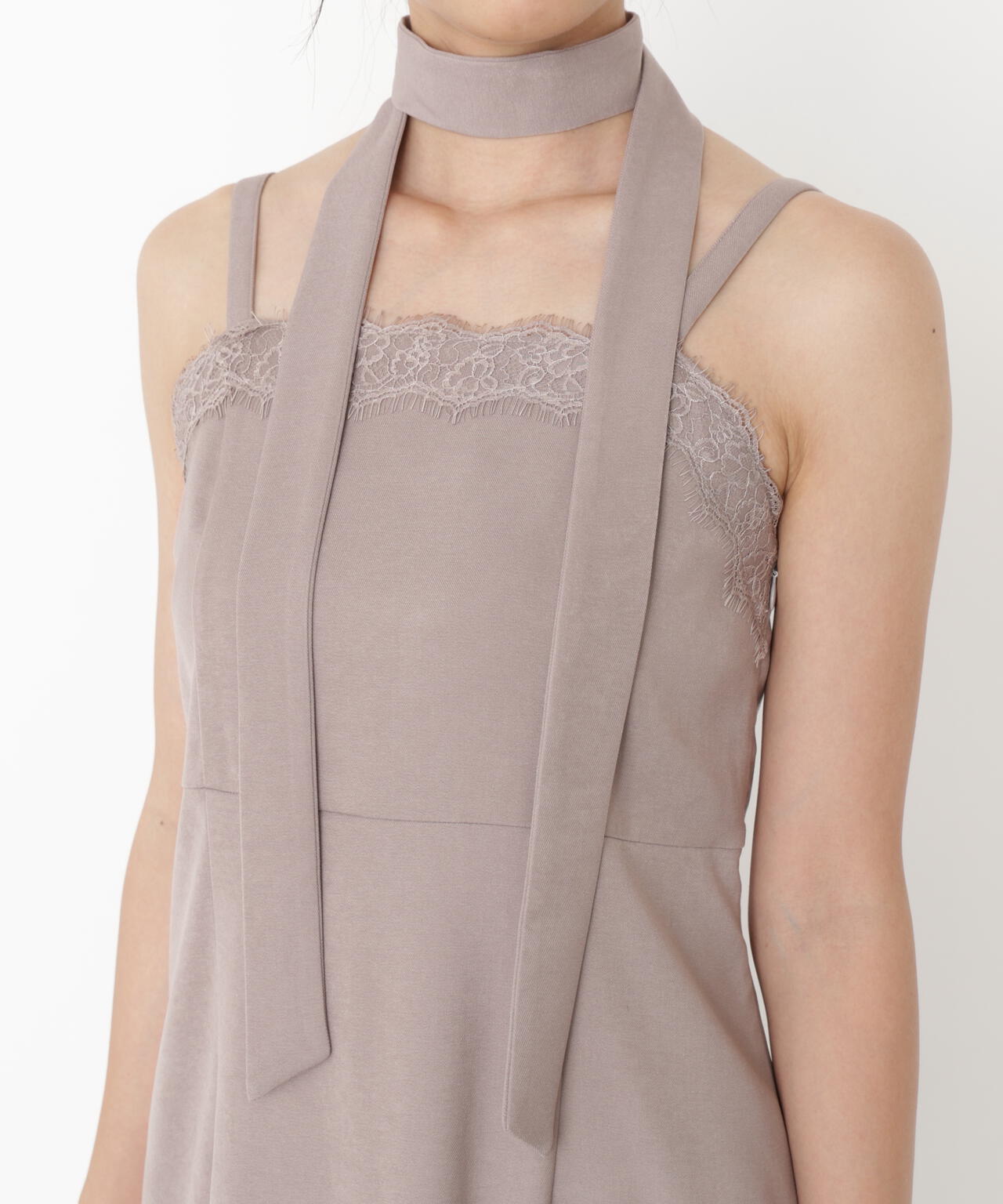 レース付きキャミワンピース