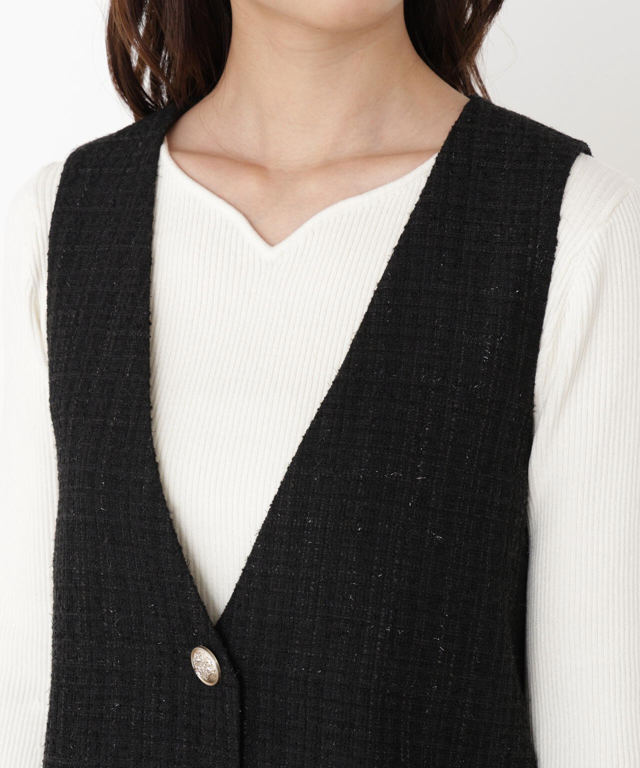 【松川星さん着用】ラメ釦ツイードミニジャンスカ