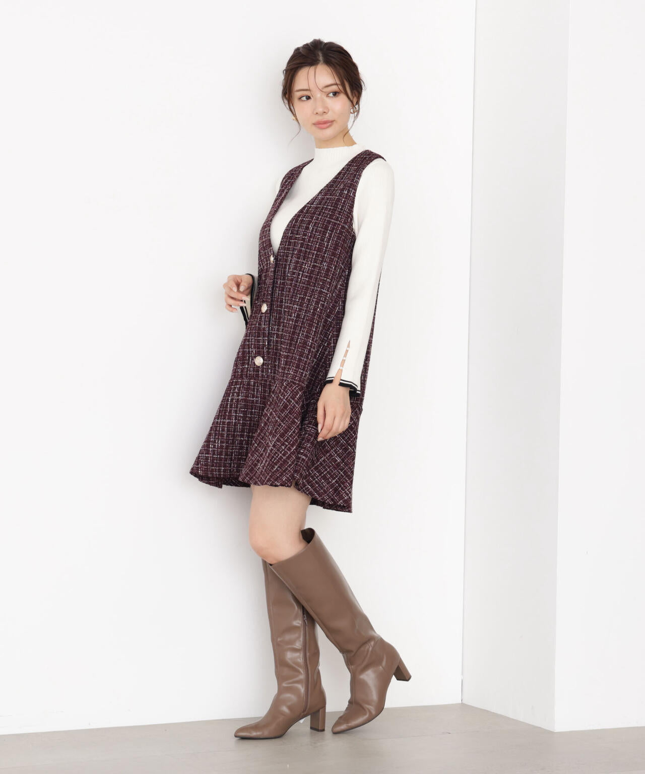 【松川星さん着用】ラメ釦ツイードミニジャンスカ