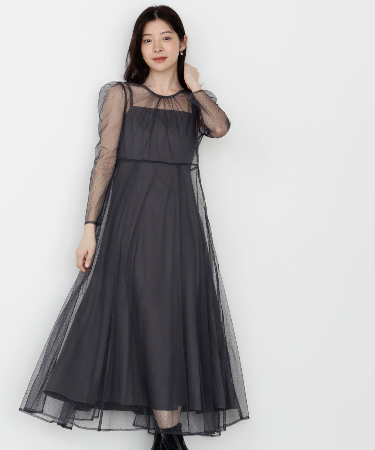 キャミ付きチュールワンピース