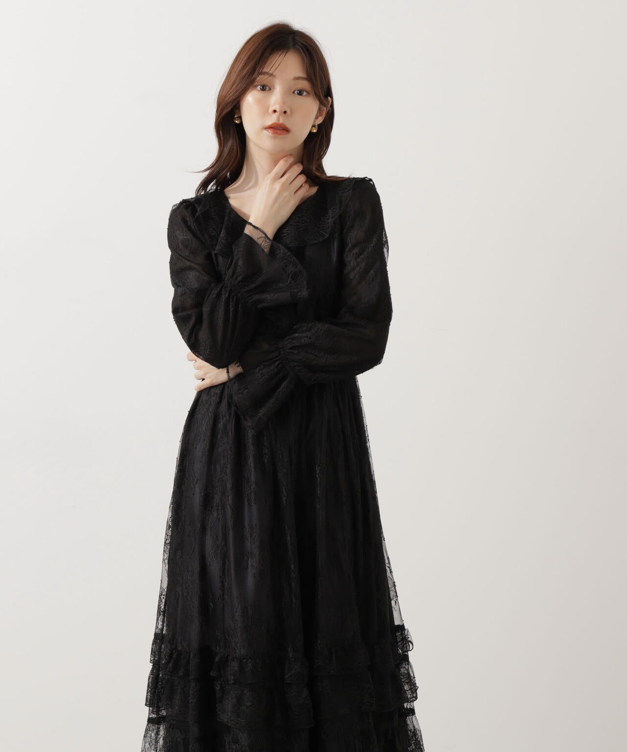 【青島心さん着用】《EDIT COLOGNE》レースフリルワンピース