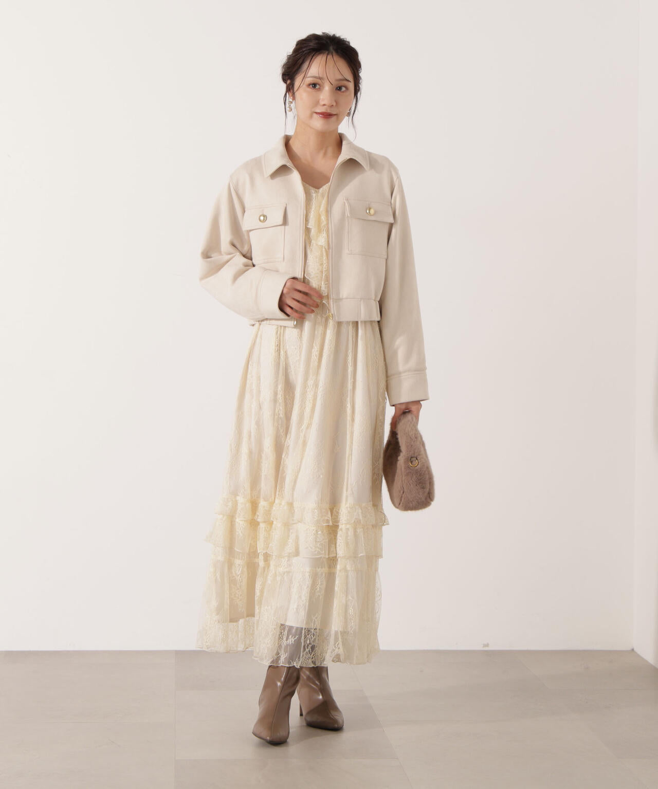 【青島心さん着用】《EDIT COLOGNE》レースフリルワンピース