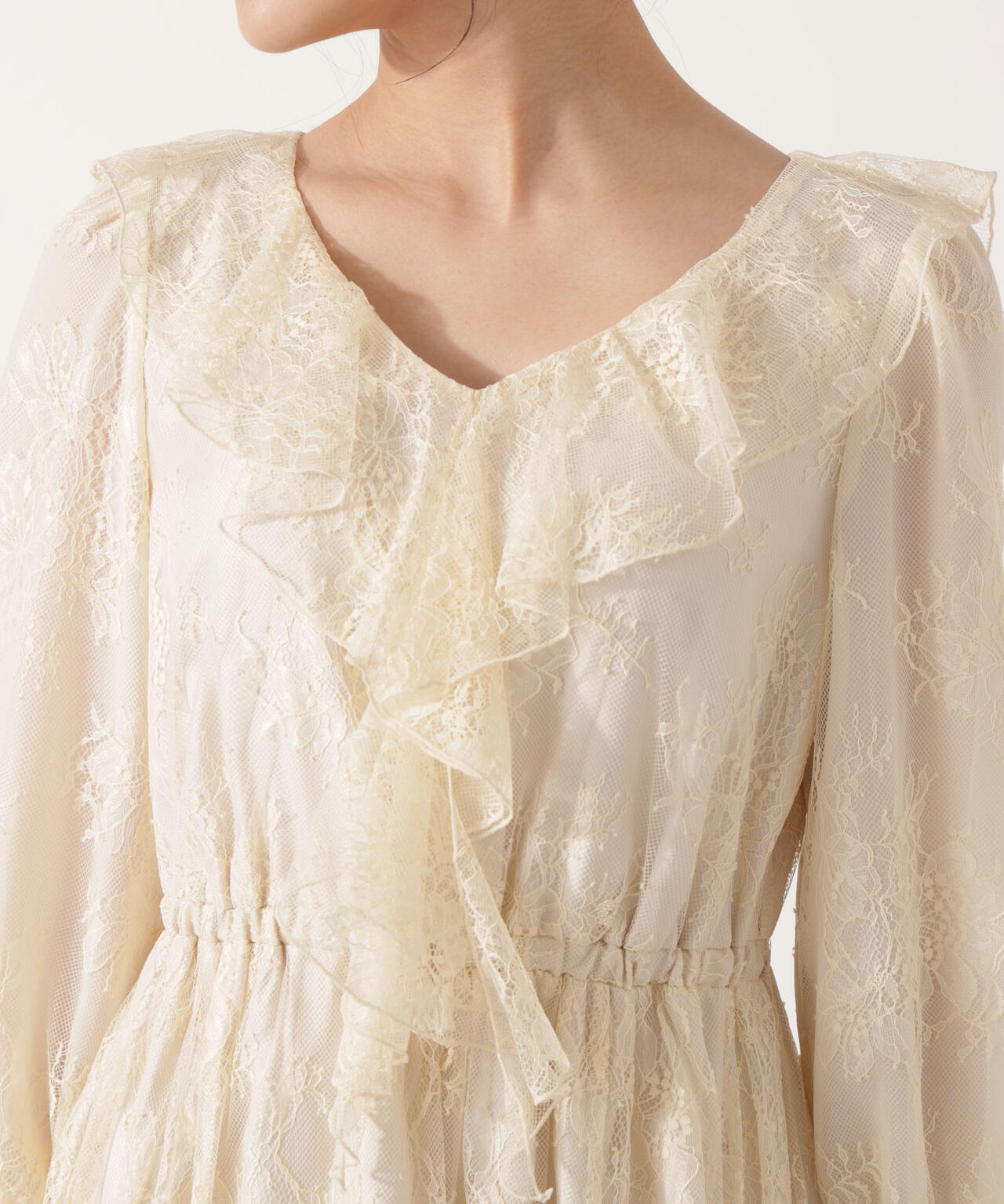 【青島心さん着用】《EDIT COLOGNE》レースフリルワンピース