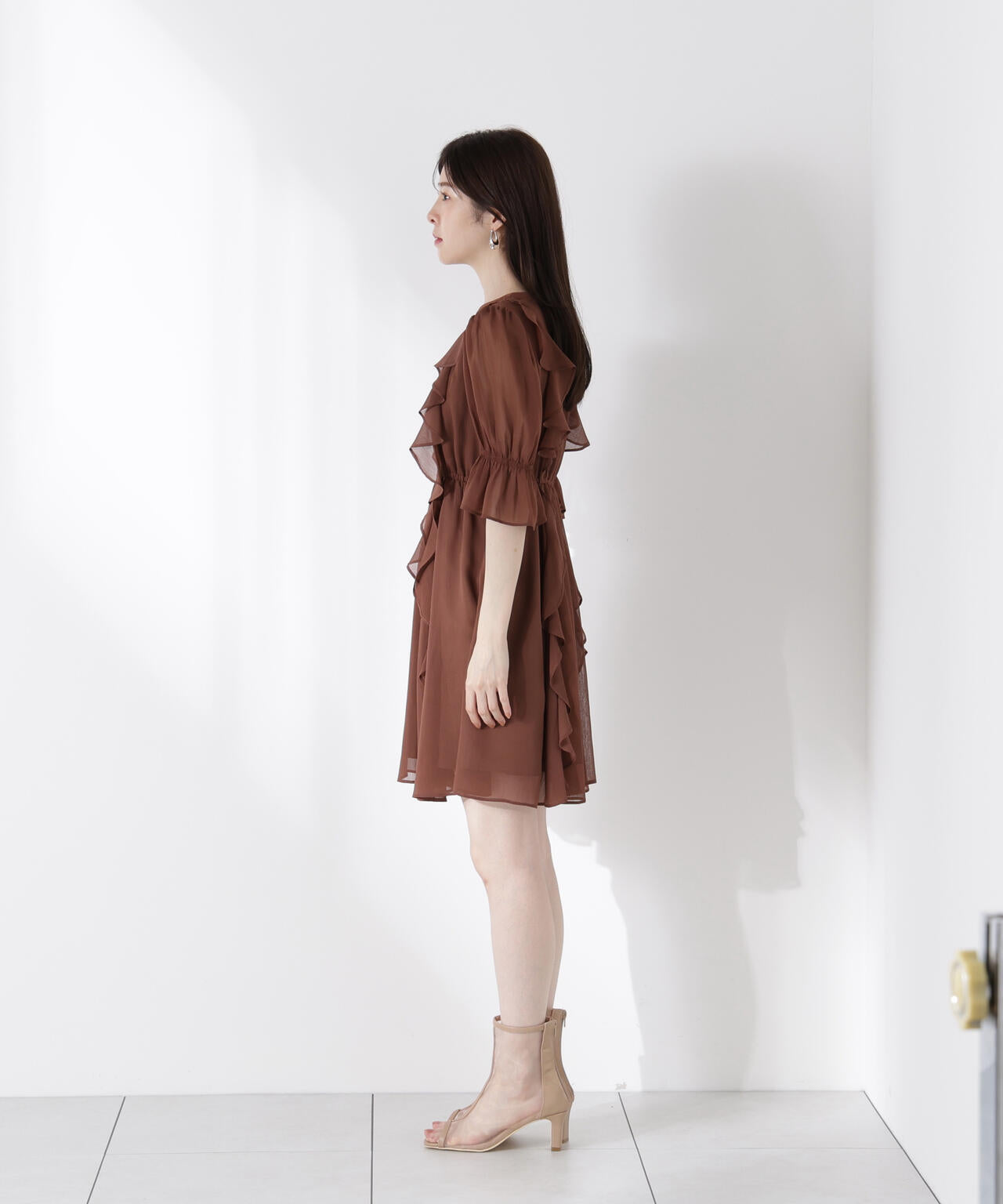 《EDIT COLOGNE》フリル楊柳ミニワンピース