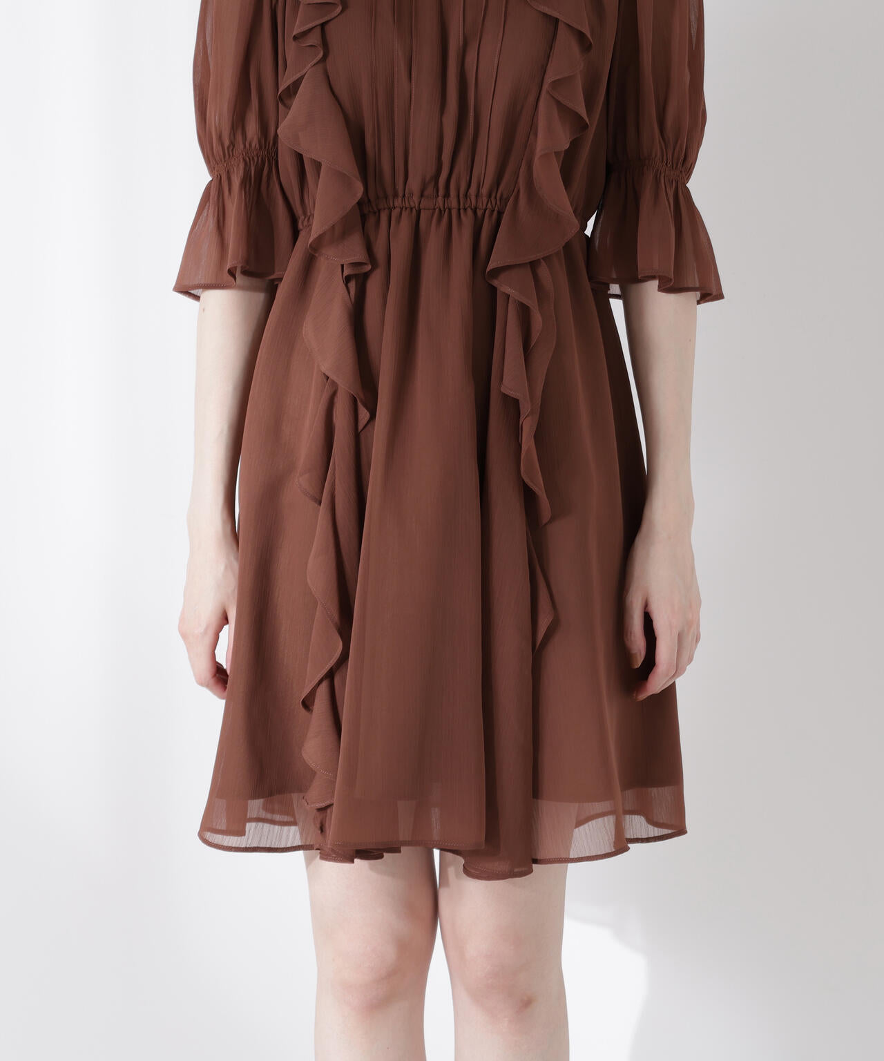 《EDIT COLOGNE》フリル楊柳ミニワンピース