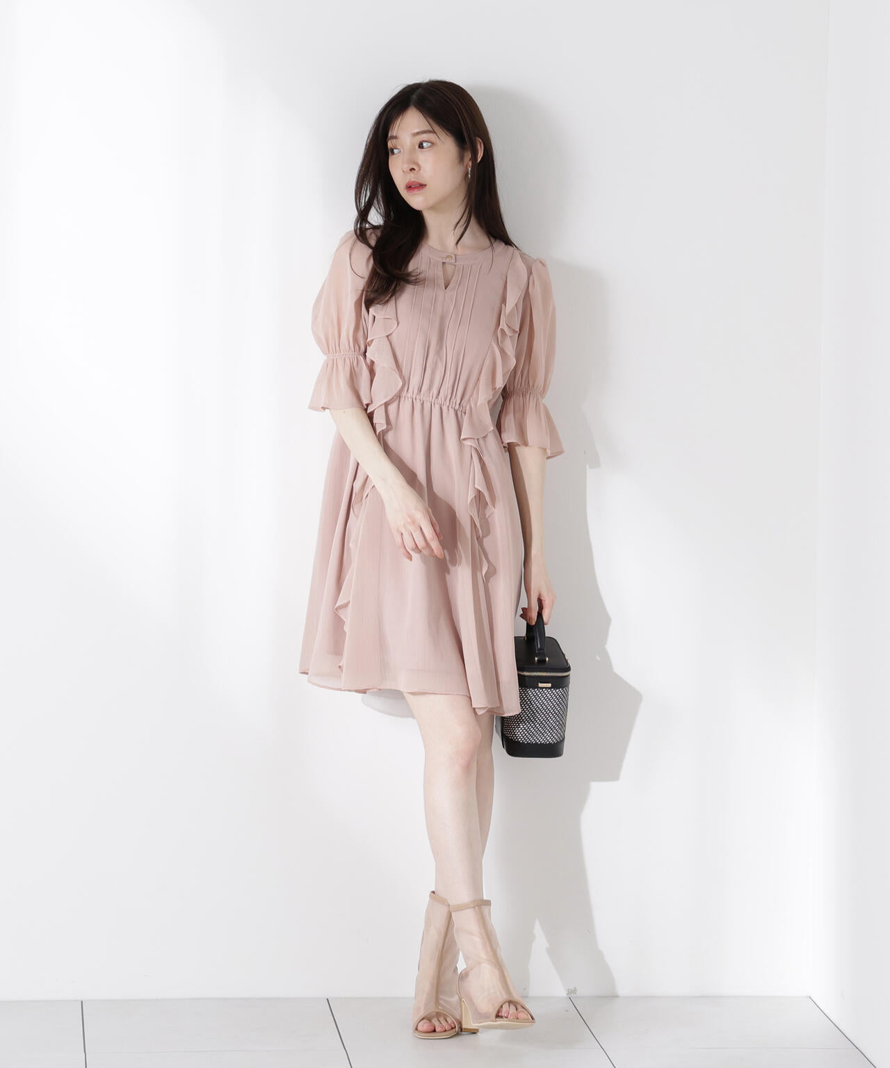 《EDIT COLOGNE》フリル楊柳ミニワンピース