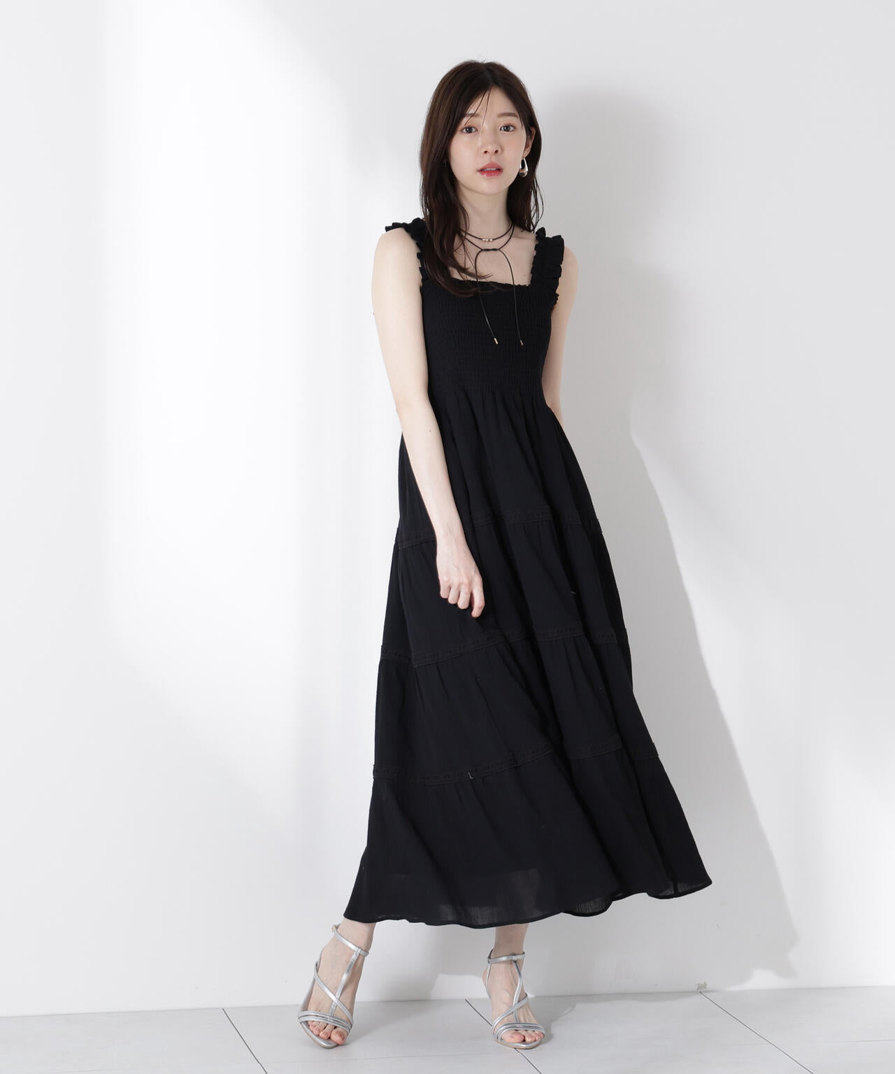 《EDIT COLOGNE》レース付きティアードワンピース