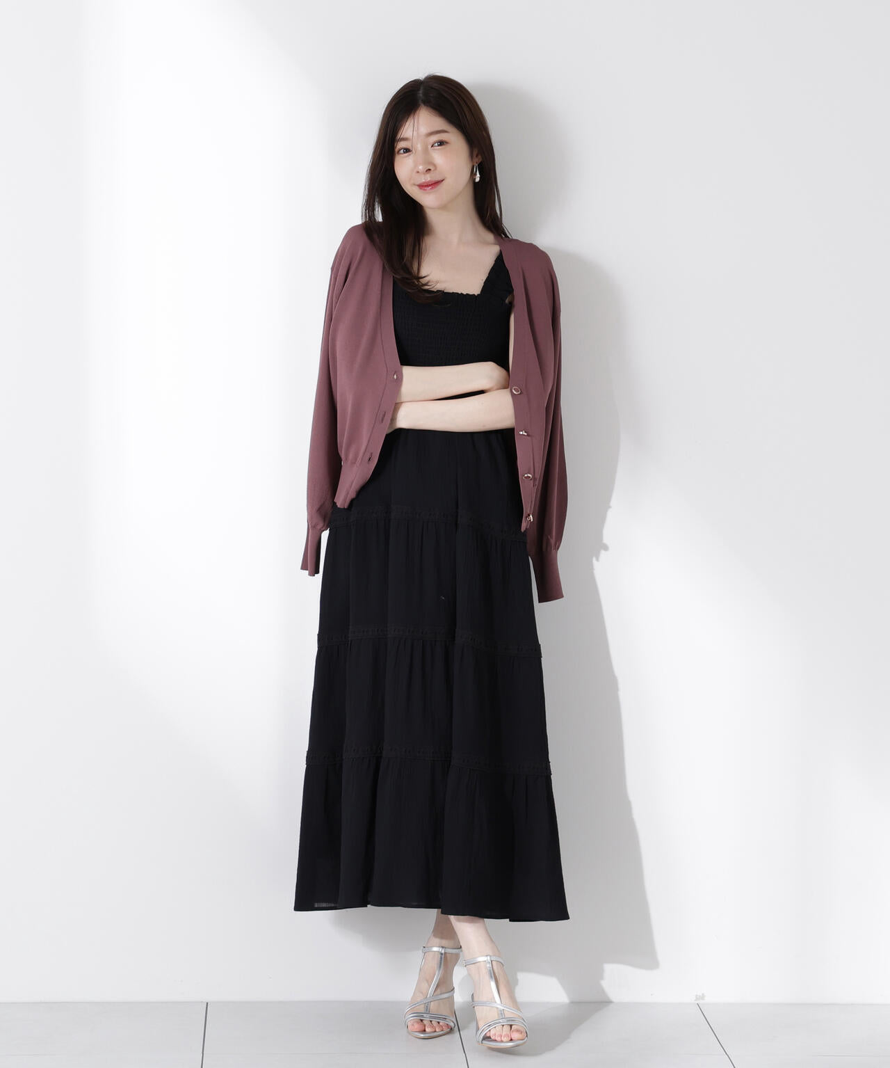 《EDIT COLOGNE》レース付きティアードワンピース