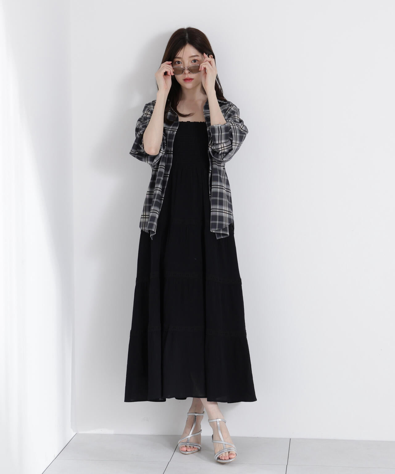 《EDIT COLOGNE》レース付きティアードワンピース