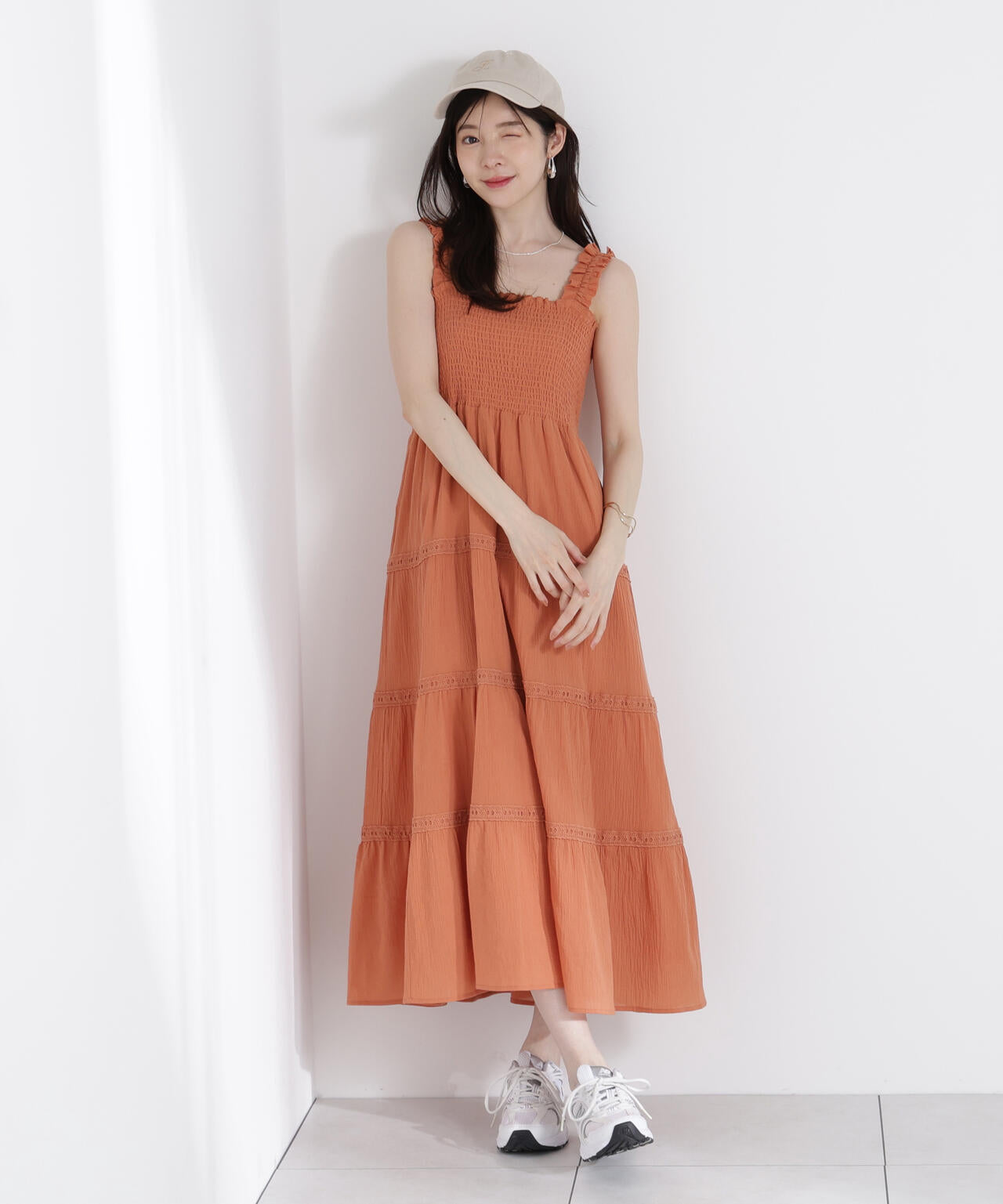 《EDIT COLOGNE》レース付きティアードワンピース