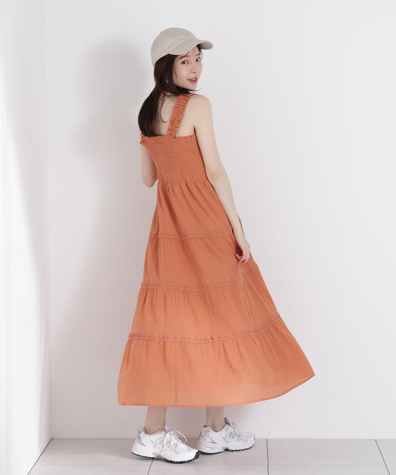 《EDIT COLOGNE》レース付きティアードワンピース