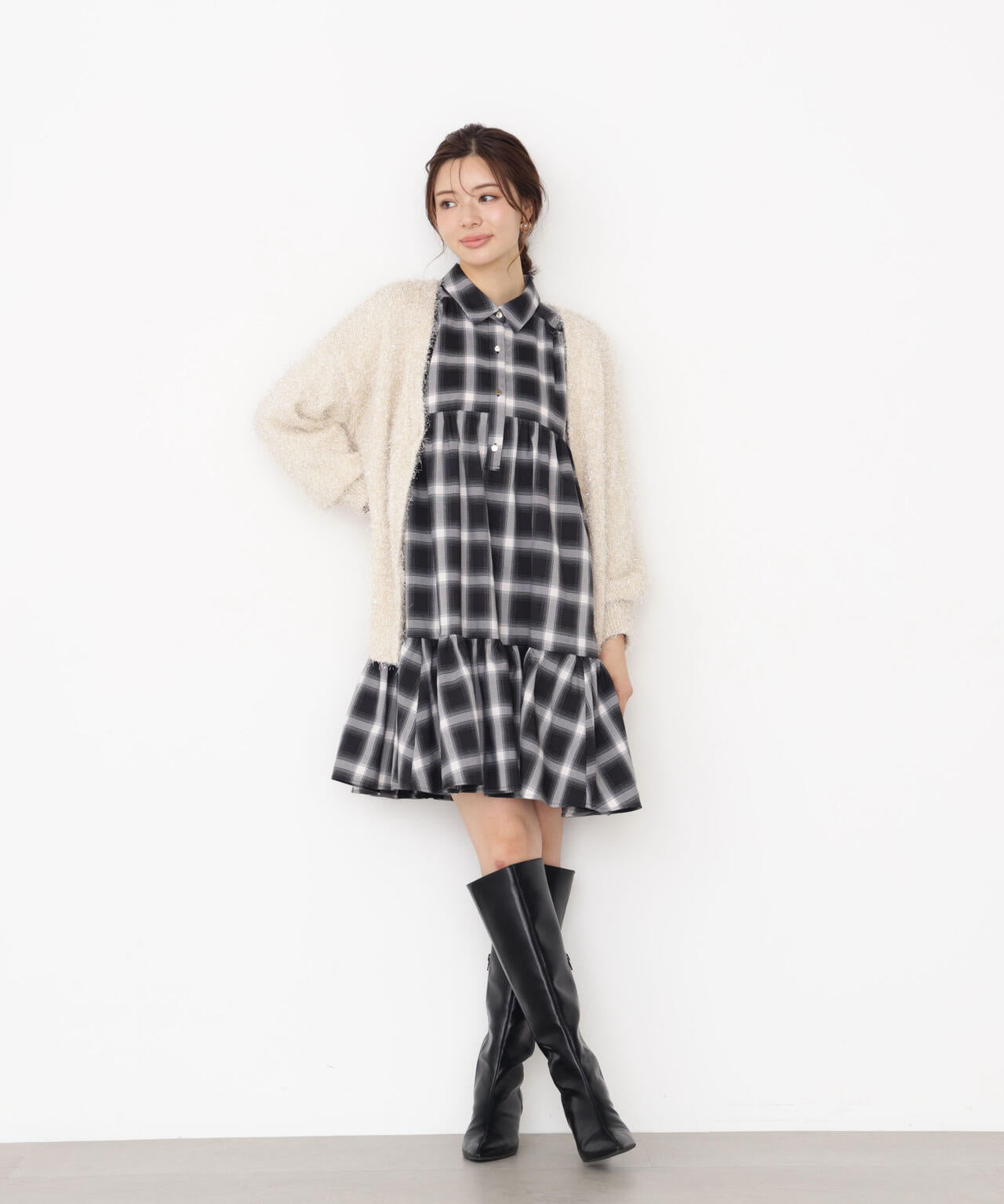 《EDIT COLOGNE》<ウォッシャブル>ティアードシャツミニワンピース【official site・一部店舗限定】