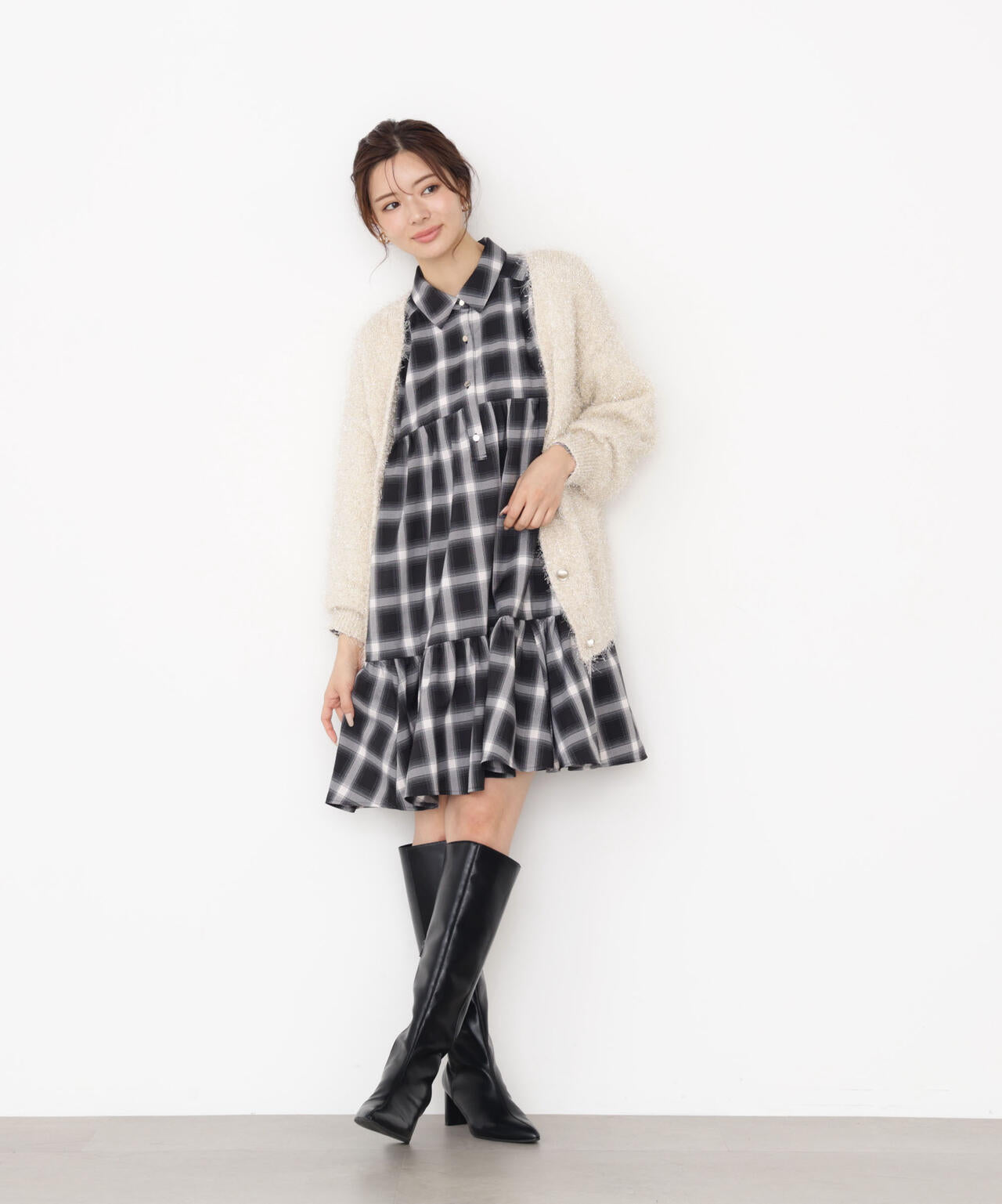 《EDIT COLOGNE》<ウォッシャブル>ティアードシャツミニワンピース【official site・一部店舗限定】