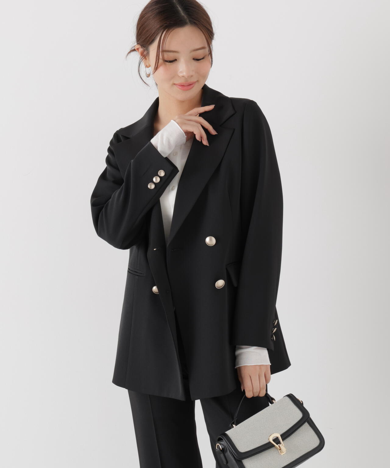 【松川星さん着用】ゴールド釦ダブルブレストジャケット