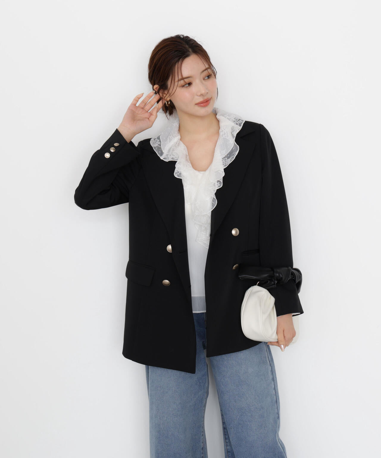 【松川星さん着用】ゴールド釦ダブルブレストジャケット