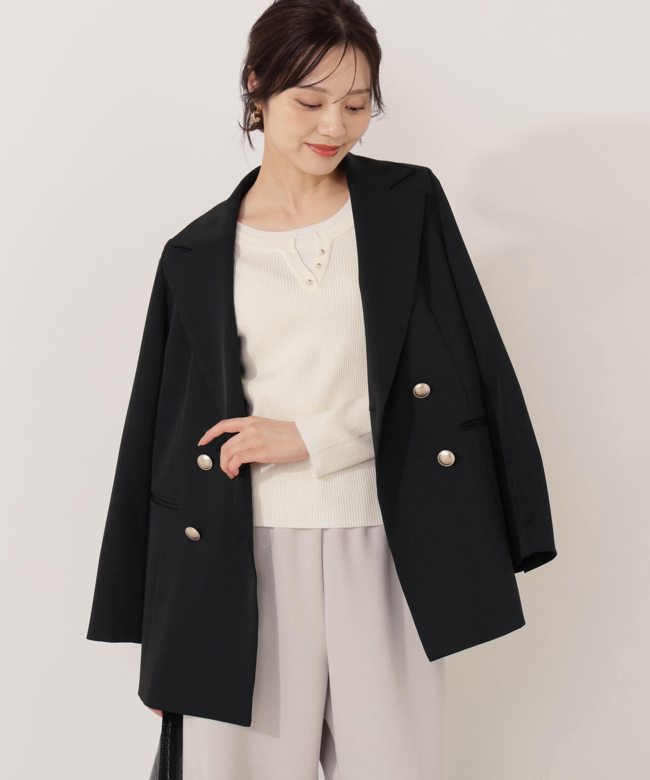 【松川星さん着用】ゴールド釦ダブルブレストジャケット