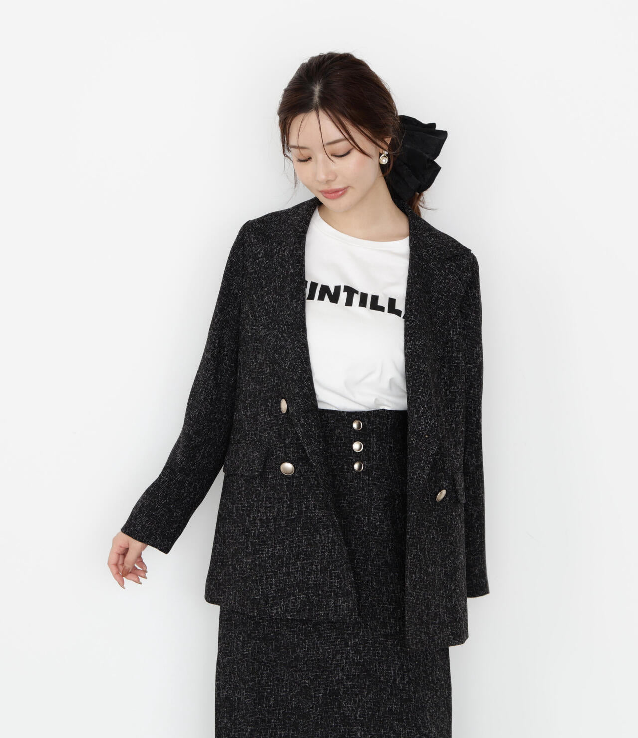 【松川星さん着用】ゴールド釦ダブルブレストジャケット