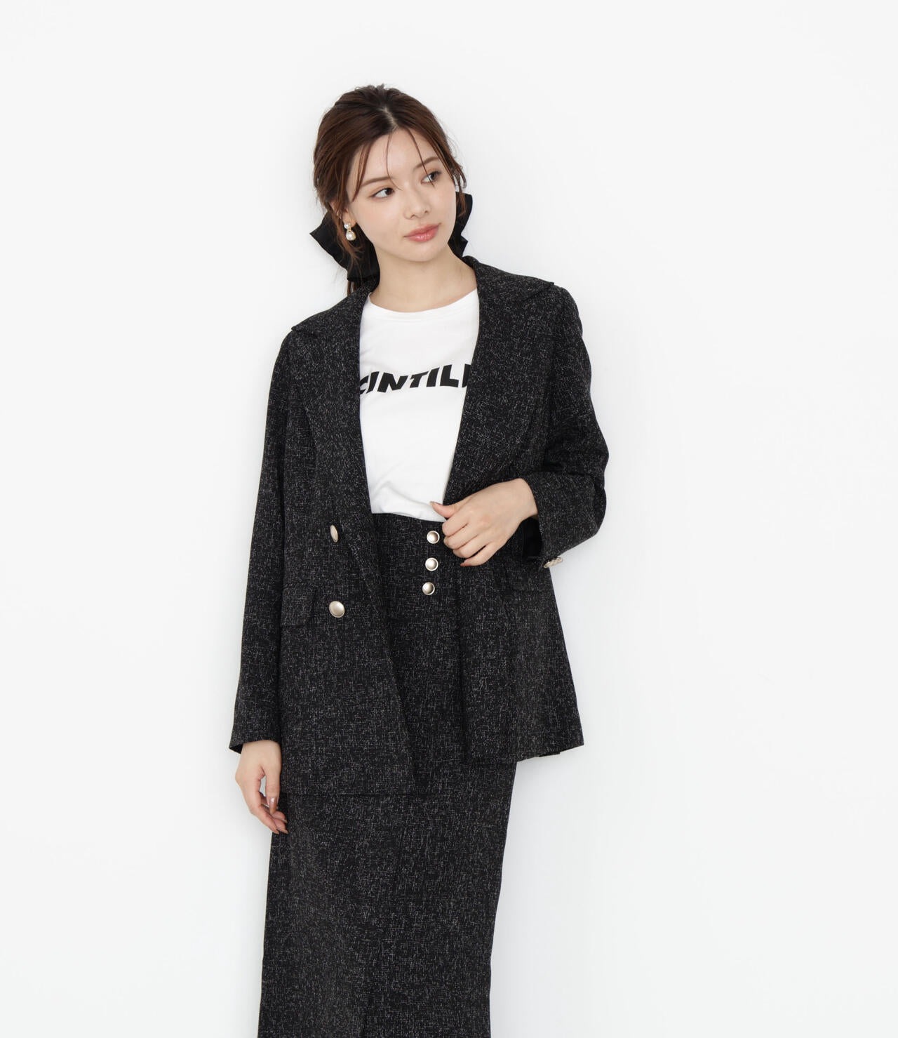 【松川星さん着用】ゴールド釦ダブルブレストジャケット