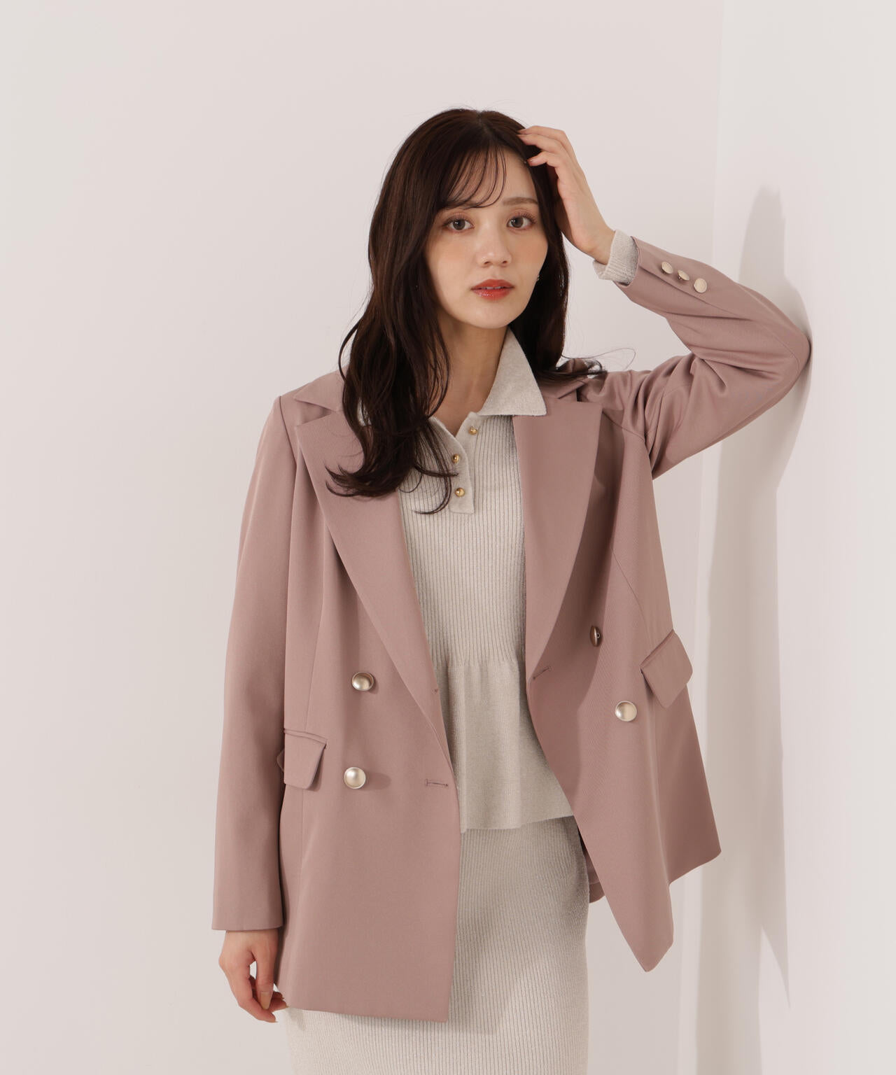 【松川星さん着用】ゴールド釦ダブルブレストジャケット