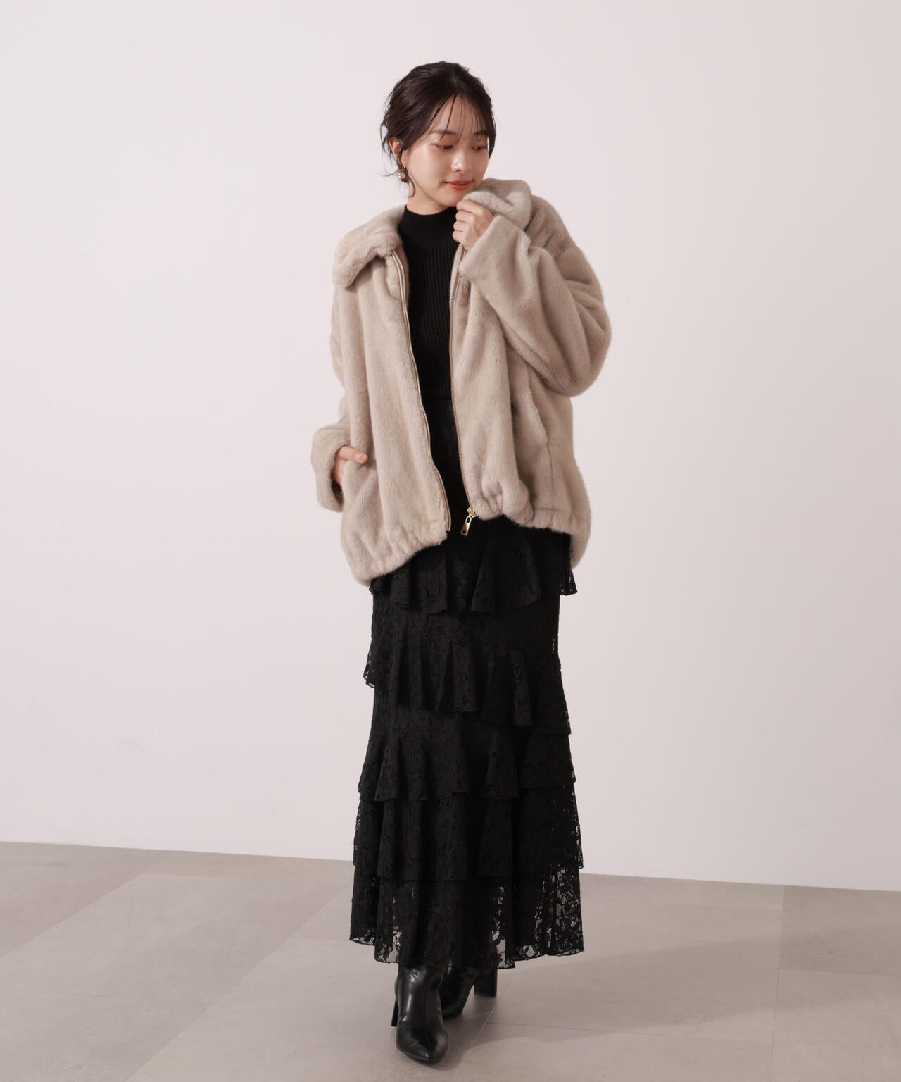 【青島心さん着用】フェイクファーブルゾン