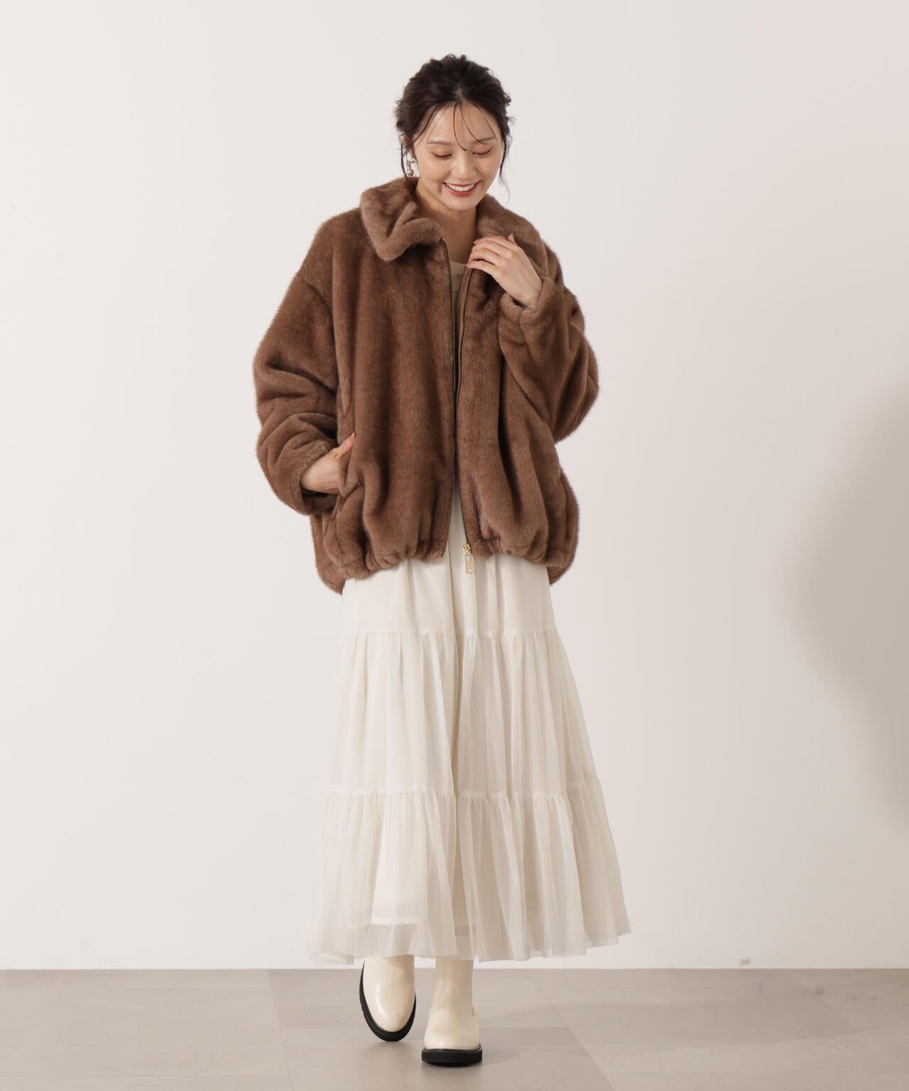 【青島心さん着用】フェイクファーブルゾン