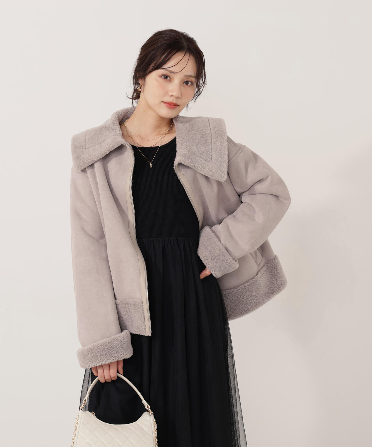 【加藤栞さん着用】フェイクムートン