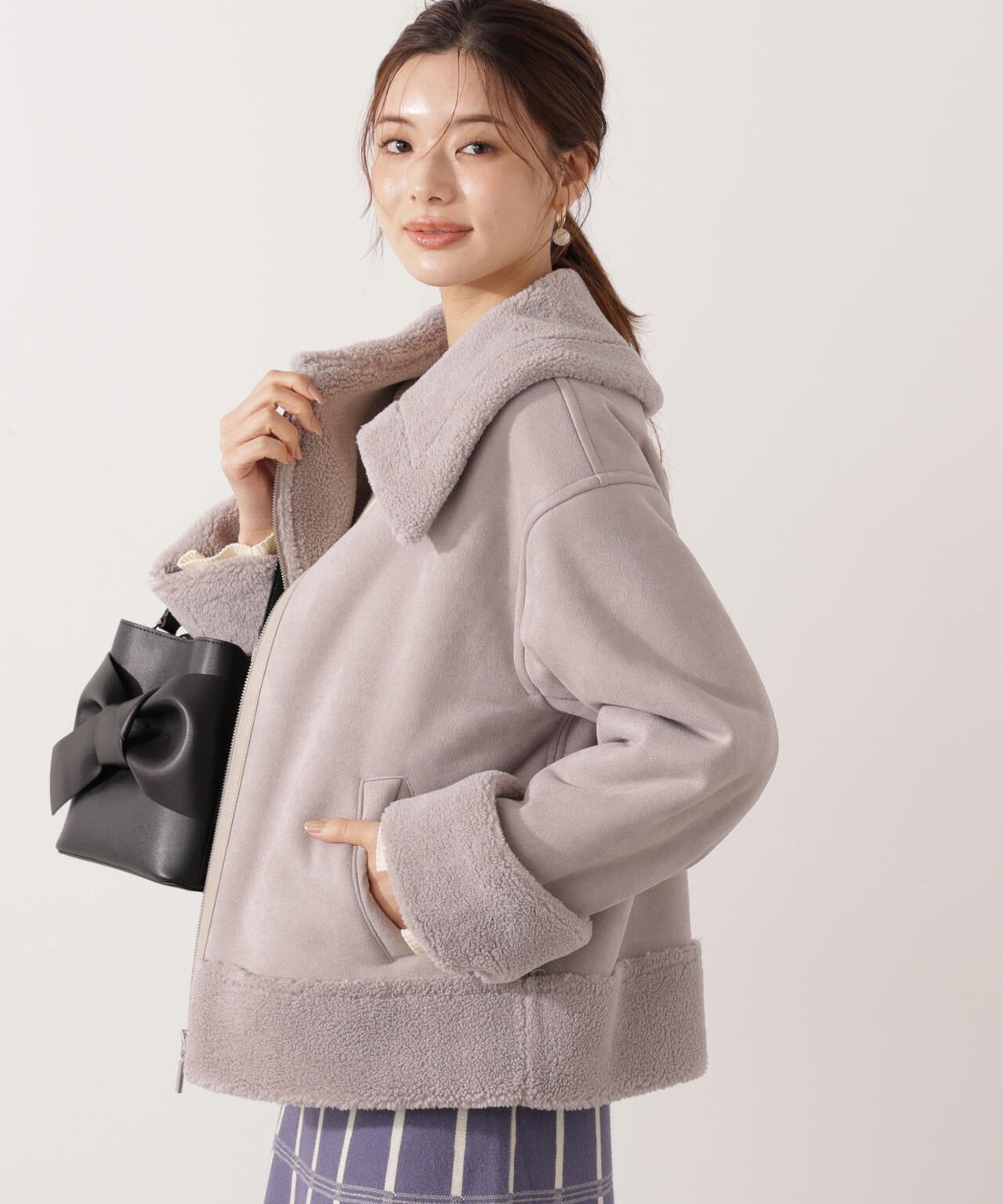 【加藤栞さん着用】フェイクムートン