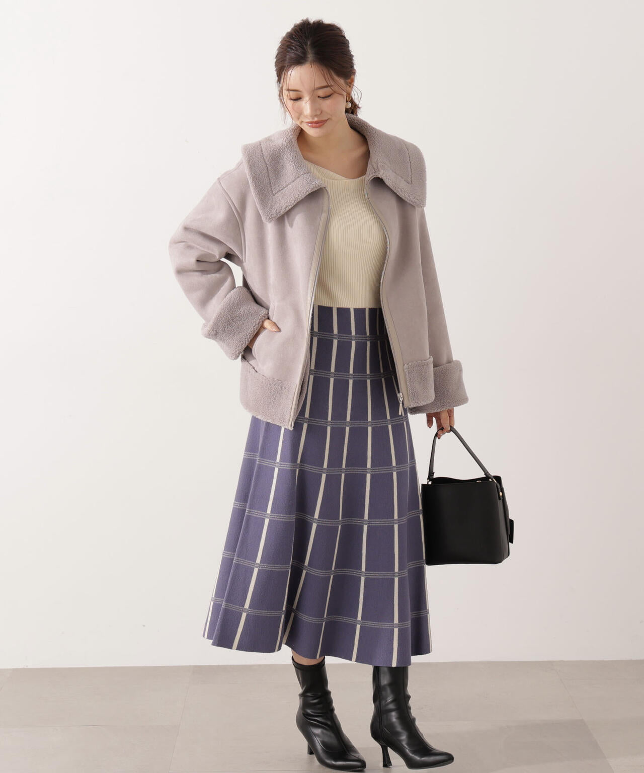 【加藤栞さん着用】フェイクムートン