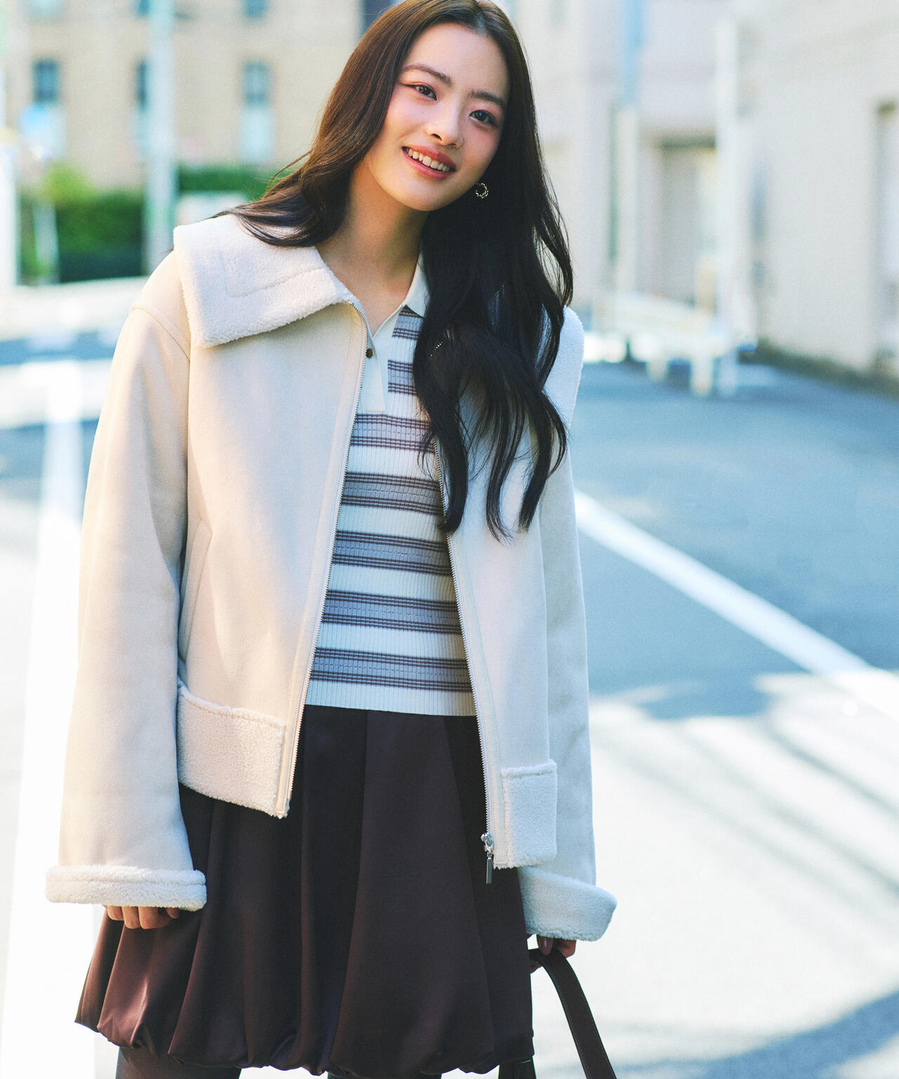 【加藤栞さん着用】フェイクムートン