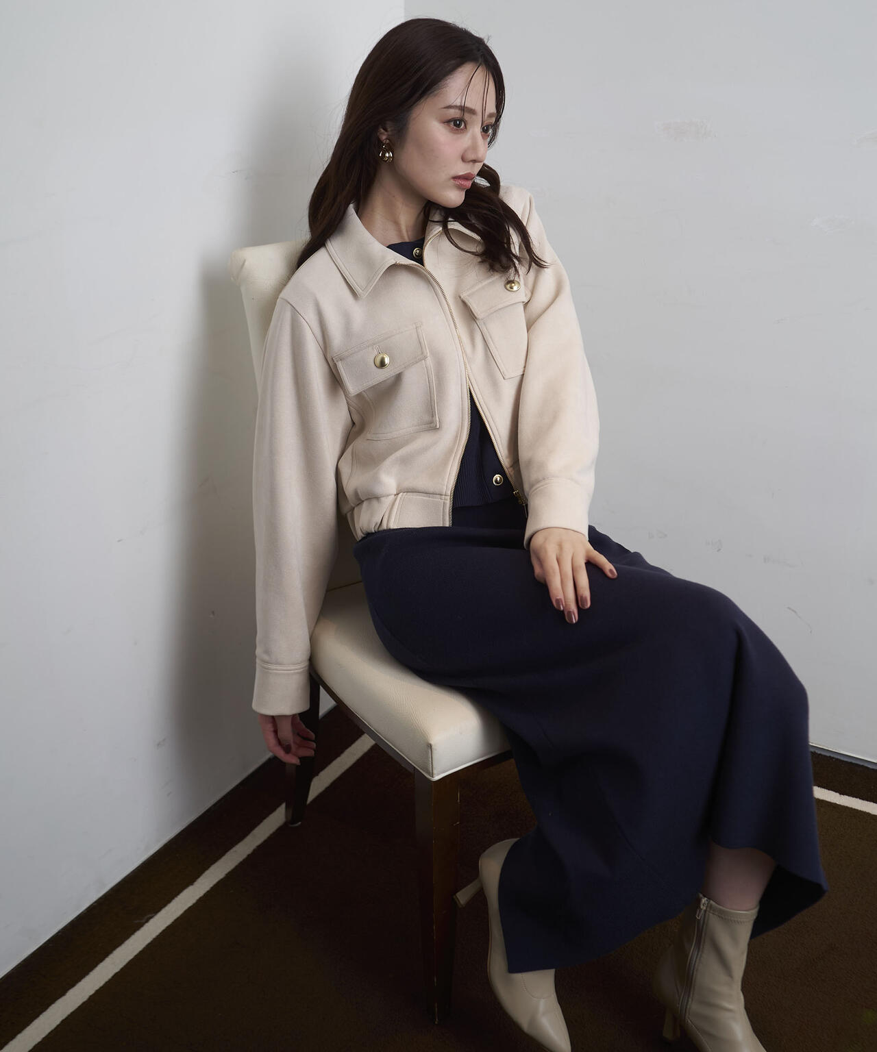 フェイクスエード調ブルゾン