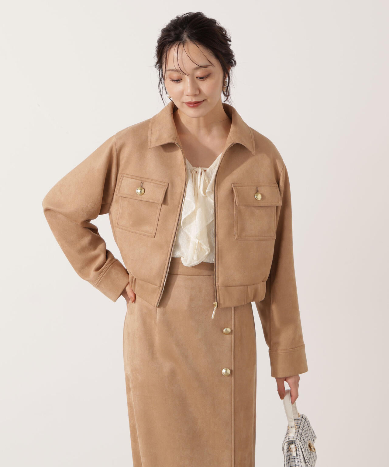 フェイクスエード調ブルゾン