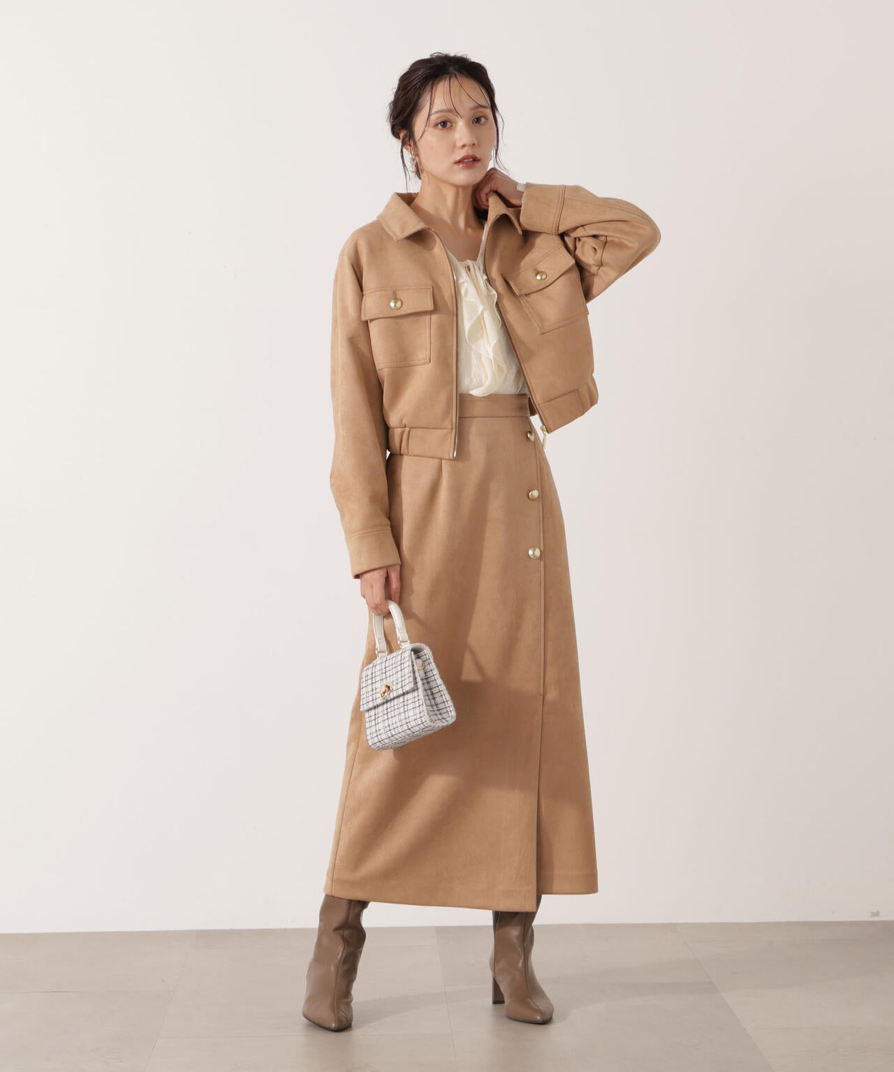 フェイクスエード調ブルゾン