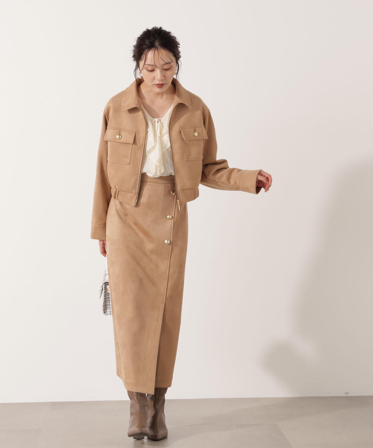 フェイクスエード調ブルゾン