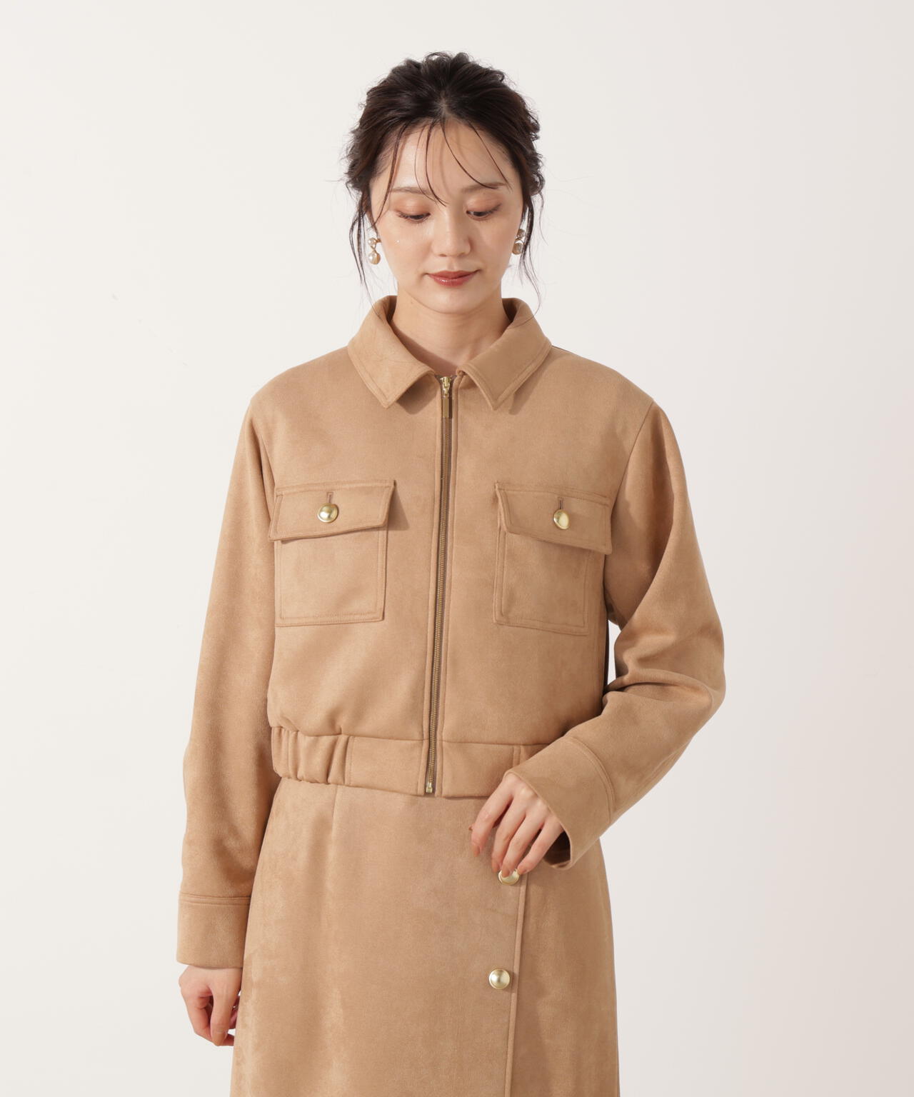 フェイクスエード調ブルゾン