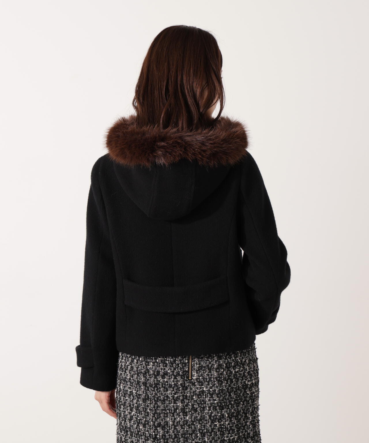 モッサフードフェイクファーショートコート