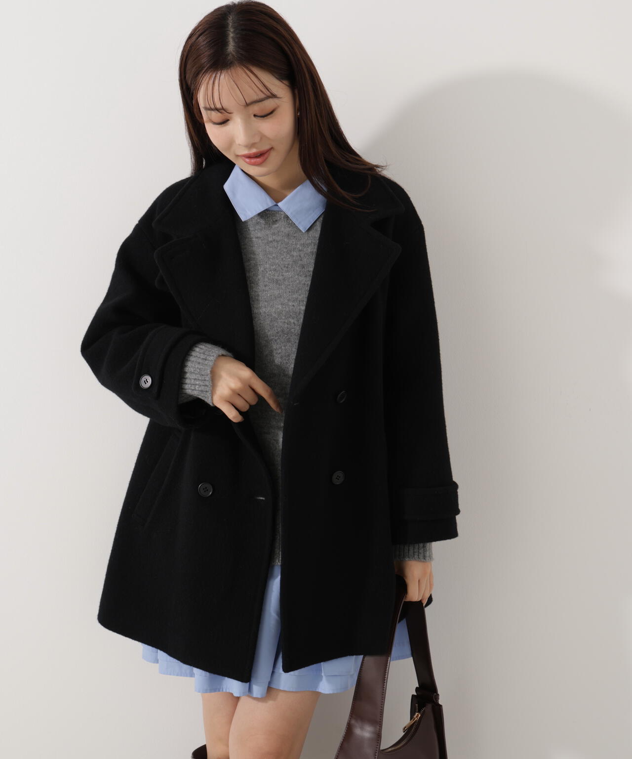 【青島心さん着用】2wayミドルコート【ネールピンク:WEB限定】