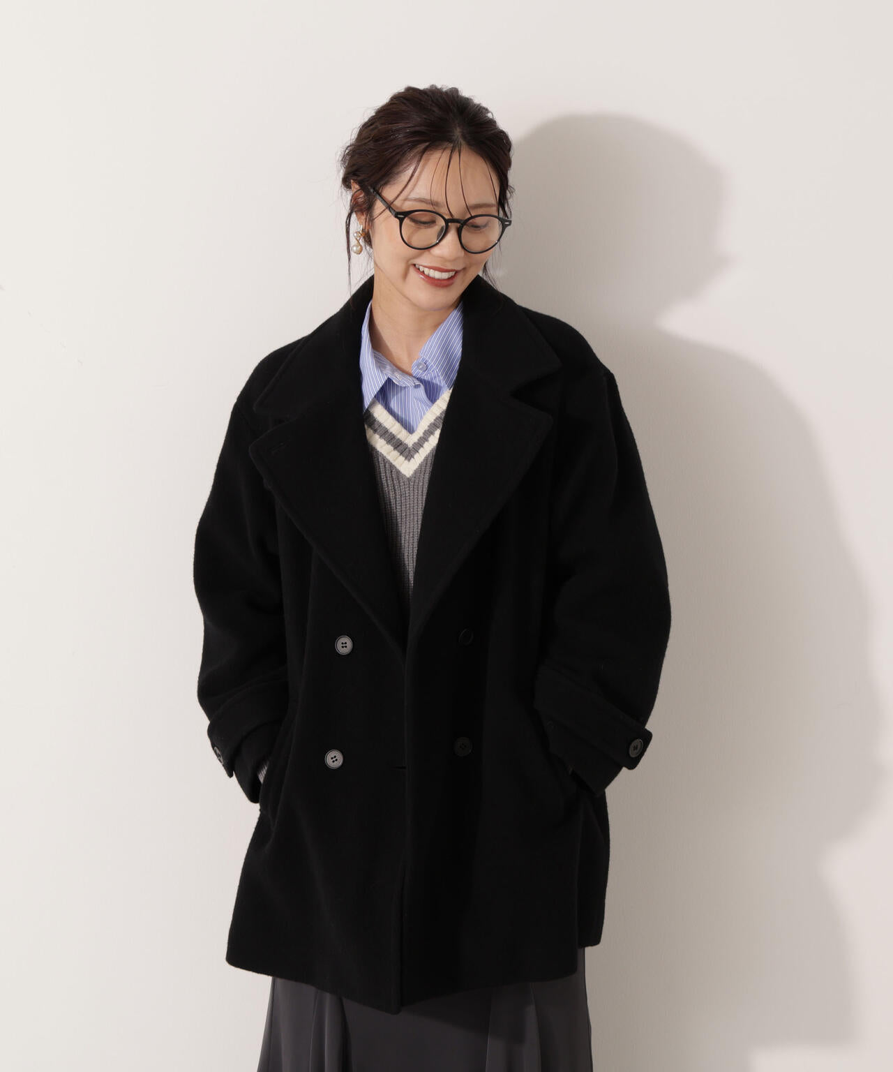 【青島心さん着用】2wayミドルコート【ネールピンク:WEB限定】