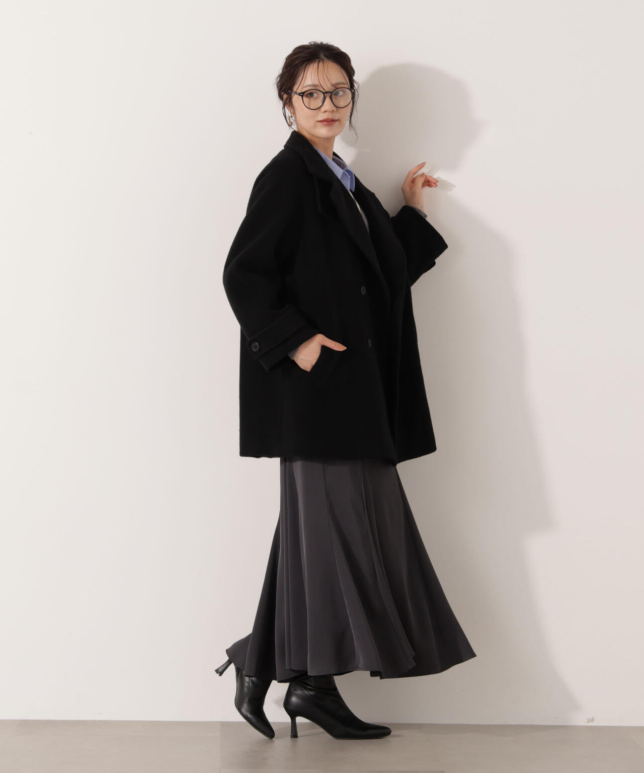 【青島心さん着用】2wayミドルコート【ネールピンク:WEB限定】