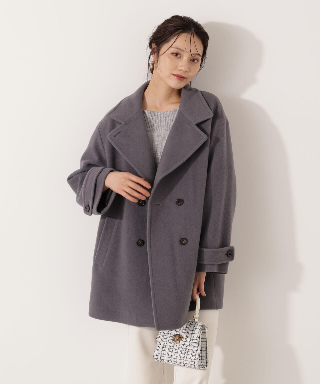 【青島心さん着用】2wayミドルコート【ネールピンク:WEB限定】