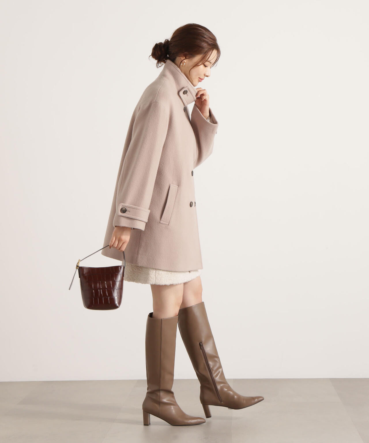 【青島心さん着用】2wayミドルコート【ネールピンク:WEB限定】